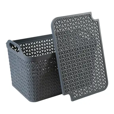 Strata Large Urban Store Basket with Lid Charcoal Grey 24L