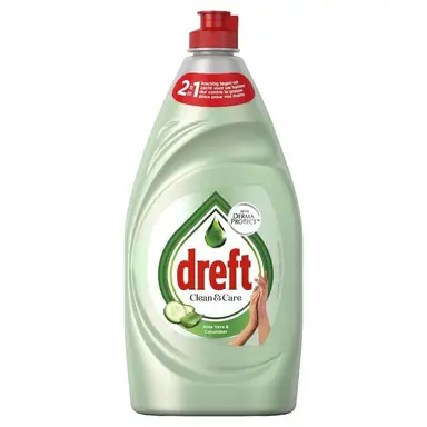 Dreft Clean & Care Aloe Vera & Cucumber Vloeibaar Afwasmiddel Met Derma Protect-voordelen 650 ML