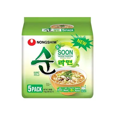 NongShim Soon Veggie Ramyun Soupe de nouilles végétariennes - 5 x 112 g