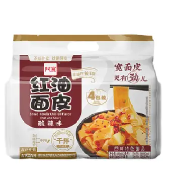 AK Broad Noodle (4pcs) - Sour & Hot 阿宽红油面皮-酸辣(4pcs)460g