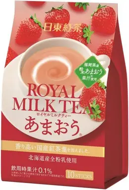 Nittoh Thé au lait instantané saveur fraise Amaou - 112 g/14 g x 8 sachets