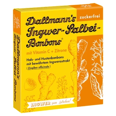 Dallmann's Ingwer-Salbei-Bonbons mit Vitamin C + Zitrone Zuckerfrei