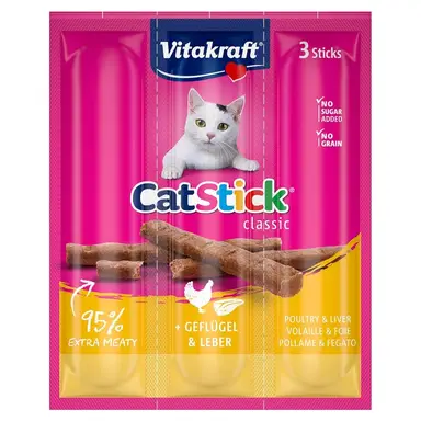 Vitakraft Katzensnack Cat-Stick Mini Geflügel & Leber, 3 x 6 g