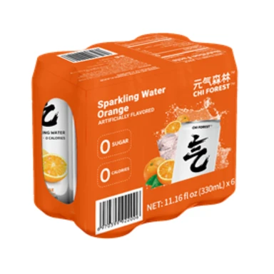 Genki Forest Eau gazeuse aromatisée à la mandarine 330ml*6【Vendu uniquement en France, Belgique, Luxembourg】