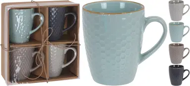 Lot de 4 mugs en grès 300 ml