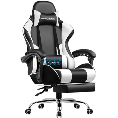 GTPLAYER Chaise de bureau et gaming avec massage et repose-pieds