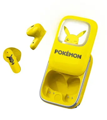 Écouteurs Sans Fil TWS Pokémon Pikachu pour Enfants - Boîtier Coulissant avec Éclairage LED