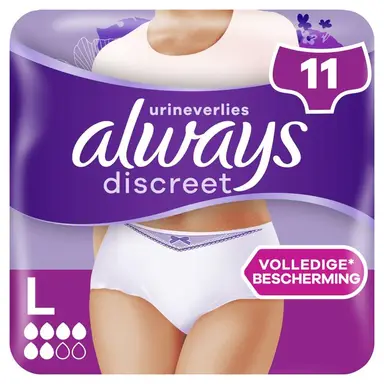 Always Discreet Broekjes Voor Urineverlies Dames, L, x11 Broekjes