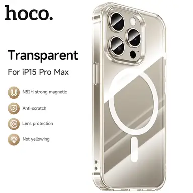 HOCO Magnetic Series Airbag Protective Phone Case - iPhone15 Pro Max  - Transparent