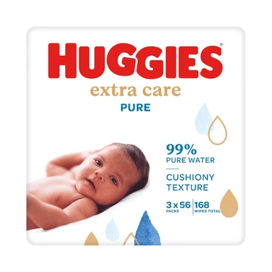 Huggies Pure Extra Care Baby Wipes 3 x 56 Packs
