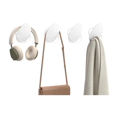 Ensemble de 4 crochets pour manteaux SONGMICS HOME, en acier, pour manteaux et serviettes, capacité de charge par crochet jusqu'à 5 kg, design en forme d'œuf, blanc perle, pour salon, chambre, entrée