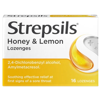 Strepsils Sore Throat Sore Throat Relief Lozenges Honey and Lemon Flavour - 16 Lozenges