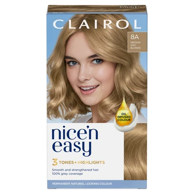 Clairol Nice'n Easy Permanent Hair Dye, 8A Medium Ash Blonde