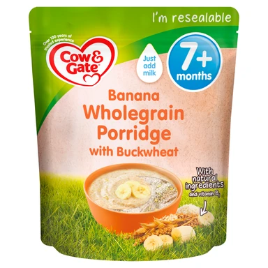 Cow & Gate Banana Wholegrain Porridge Baby Cereal 7+ months 200g