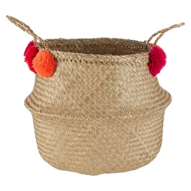Interiors by Premier Small Seagrass Pom Pom Basket
