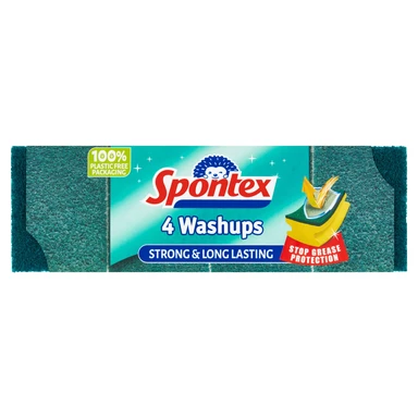 Spontex Washups General Purpose Sponge Scourers, 4 per Pack