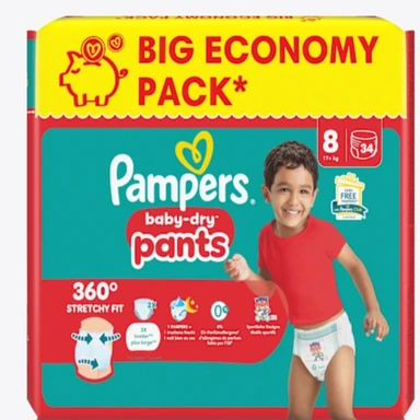 Pampers Baby Dry Pants größe 8 17+ kg großpackung 34 stück