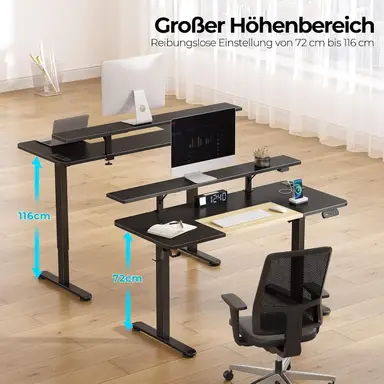 Rolanstar Beleuchtete und stromversorgte Farbblock-Höhenverstellbare Tafel 140 - matte schwarz