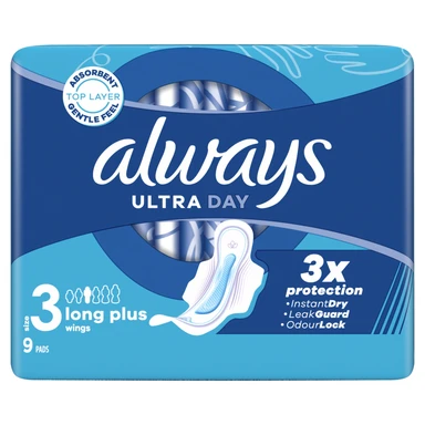 Always Ultra  Sanitary Towels with Wings Size 3 Long Plus 9 Pads