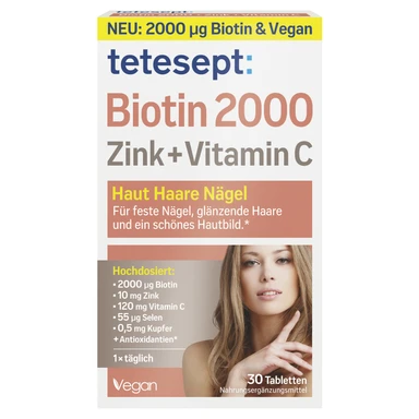 Tetesept Biotin 2000 Zink+ Vitamin C 30 Tabletten