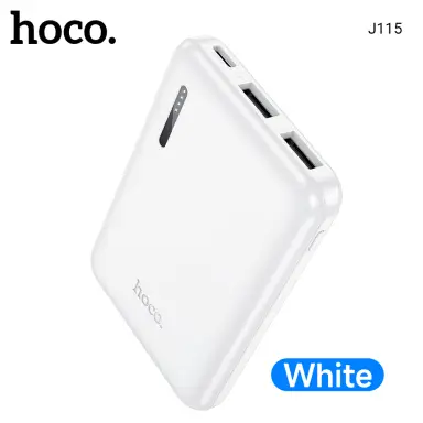 HOCO 5000mAh Portable Power Bank - 2 Inputs & 3 Outputs - White