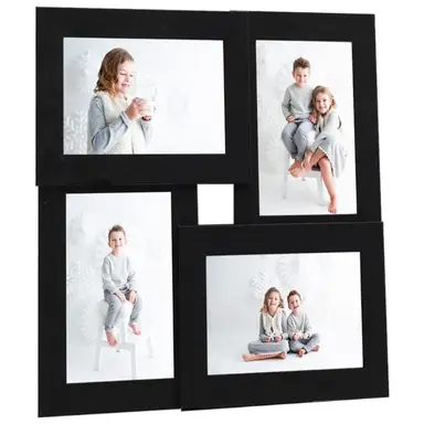 VidaXL Fotolijst MDF - Zwart, voor 4 foto's van (10x15 cm)