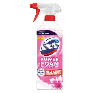 Domestos Power Foam Toilet & Bathroom Cleaner Spray Floral Burst, 450ml