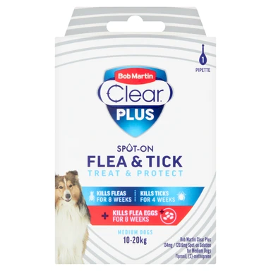 Bob Martin Clear Plus 134mg / 120.6mg Spot-On Solution for Medium Dogs Treatment 1 Pipette
