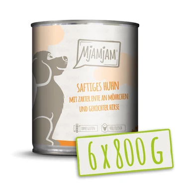 MjAMjAM - Sappige kip met malse eend, wortelen en gekookte gierst 6 x 800 g