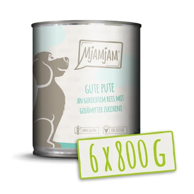 MjAMjAM - Fijne kalkoen met gekookte rijst en gestoomde courgettes 6 x 800 g