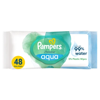 Pampers Harmonie Aqua Baby Wipes Plastic Free 48 Wipes