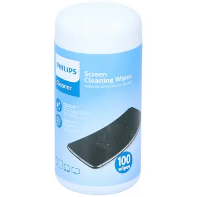 Philips Lingettes nettoyantes pour écran Philips, sans traces, 100 pièces