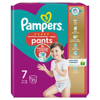 Pampers Premium Protection Nappy Pants Size 7 21 Pack