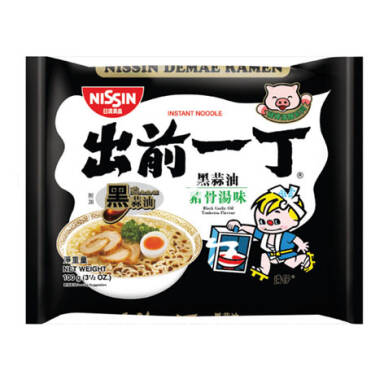 Nissin Demae Ramen - Black Garlic Oil Tonkotsu Flavour 100g  出前一丁黑蒜油猪骨浓汤味