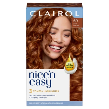 Clairol Nice'n Easy Permanent Hair Dye, 6R Light Auburn 177ml
