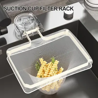 Maxcook Suction Cup Kitchen Drain Rack Sink Rack Garbage Strainer Sieve Rack - with 50 Nets - White