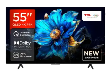 TCL 55P7K 55” QLED, Direct LED TV, 4K HDR TV, Smart TV Powered by Google TV (Dolby Vision & Atmos, Motion clarity, Hands-Free Voice Control, compatible with Google Assistant & Alexa)