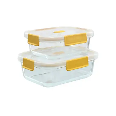 Citylife 2er Set - Glas-Crisper, hochtemperaturbeständige Lunchbox, Bento-Box