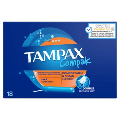 Tampax Compak Super Plus Tampons With Applicator 18 Counts