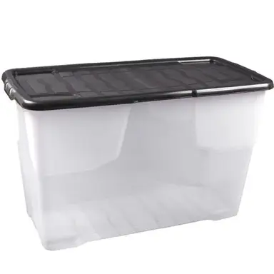 Strata 100L Curve Box with Lid- Clear/Black Lid