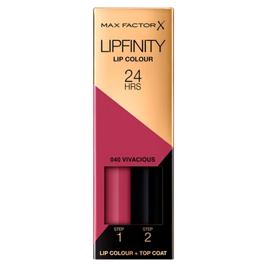 Max Factor Lipfinity Lip Colour Lipstick, 2-Step Long Lasting, 040 Vivacious, 2.3ml + 1.9g