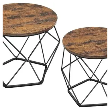 VASAGLE ronde salontafel, set van 2, woontafel, bijzettafel, LCT041K01