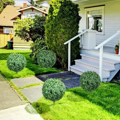 Homcom Set van 2 Kunstmatige Boxtree 70cm UV Bescherming Echt met Palen Decoratie