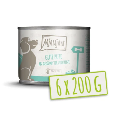 MjAMjAM - Goede kalkoen met gekookte rijst en gestoomde courgettes 200 g*6