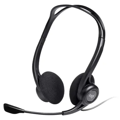 Logitech 960 Wired USB Headset, Inline remote, Noise Cancelling Mic- Black