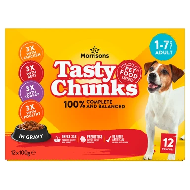 Morrisons Adult Tasty Chunks in Gravy Meaty Feast 12 x 100g