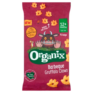 Organix Barbeque Gruffalo Claws Toddler Snack Corn Puffs 12+ Months Multipack 4x15g