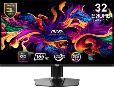 MSI MAG 321UP QD-OLED écran plat de PC 80 cm (31.5") 3840 x 2160 pixels 4K Ultra HD Noir