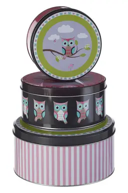 Premier Kids Set of Three Happy Owls Storage Tins