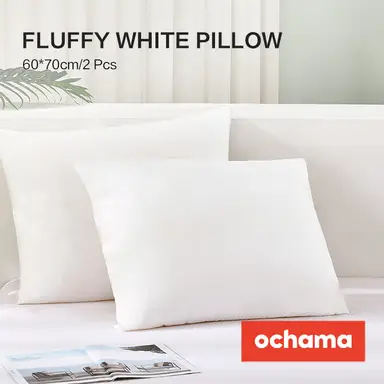 ochama x J.ZAO Witte hoofdkussens (1 paar) - Zachte vezels, neksteun, thuisgebruik Kussen , Vullingsgewicht 750 g/stuk, 60*70 cm